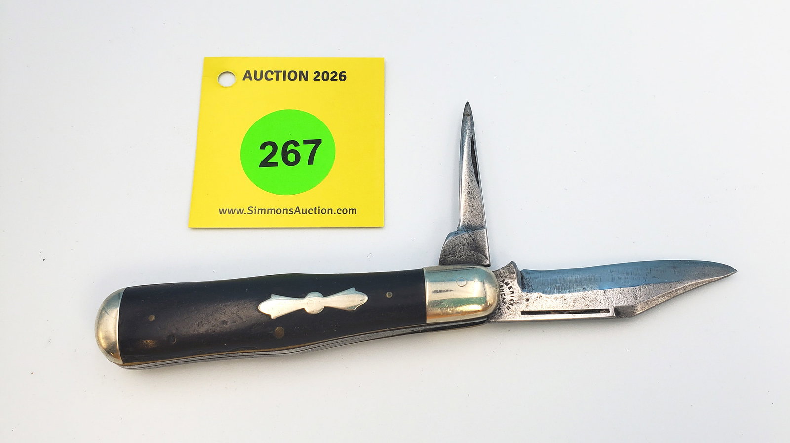 American Shear & Knife Co. - Ebony medium coke bottle jack, heavy use, 2 cracks, good snap (1 of 3)