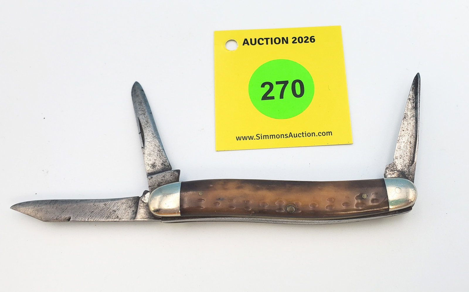 Standard Knife Co, bone stockman w/punch, heavy sharpening, light snap, short blades, no cracks (1 of 3)