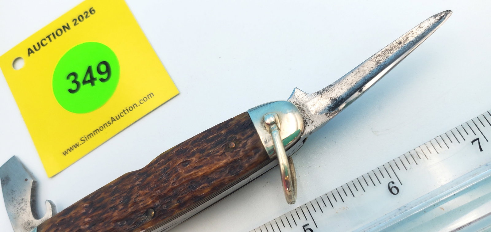 W1 Winchester - Scout w/bone handles, used and cleaned, 1 crack, good snap 499O - 4