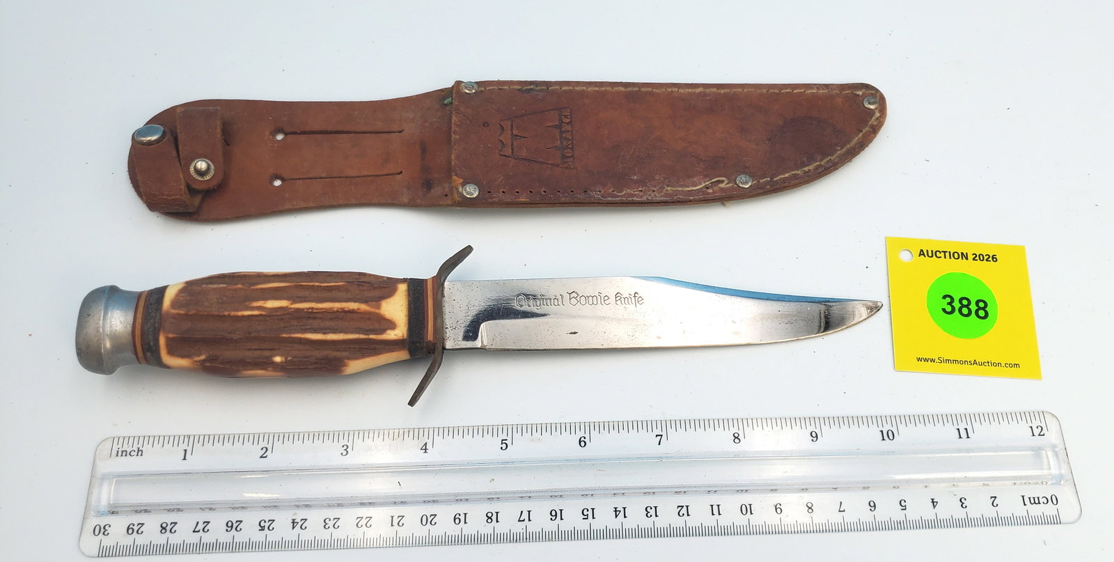 Monanch 2152 orginal bowie knife w/ marked sheath (1 of 4)