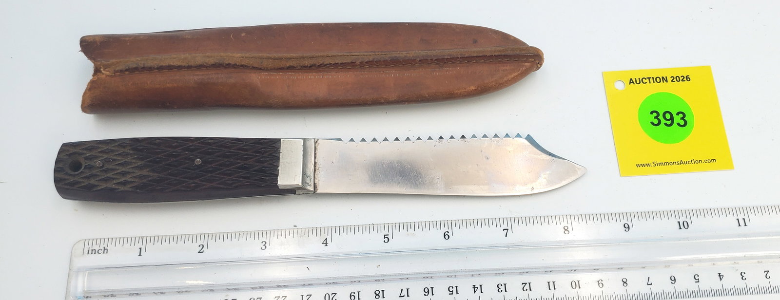 J. Russell and Co Green River Works fish scaling knife w/ sheath (1 of 3)