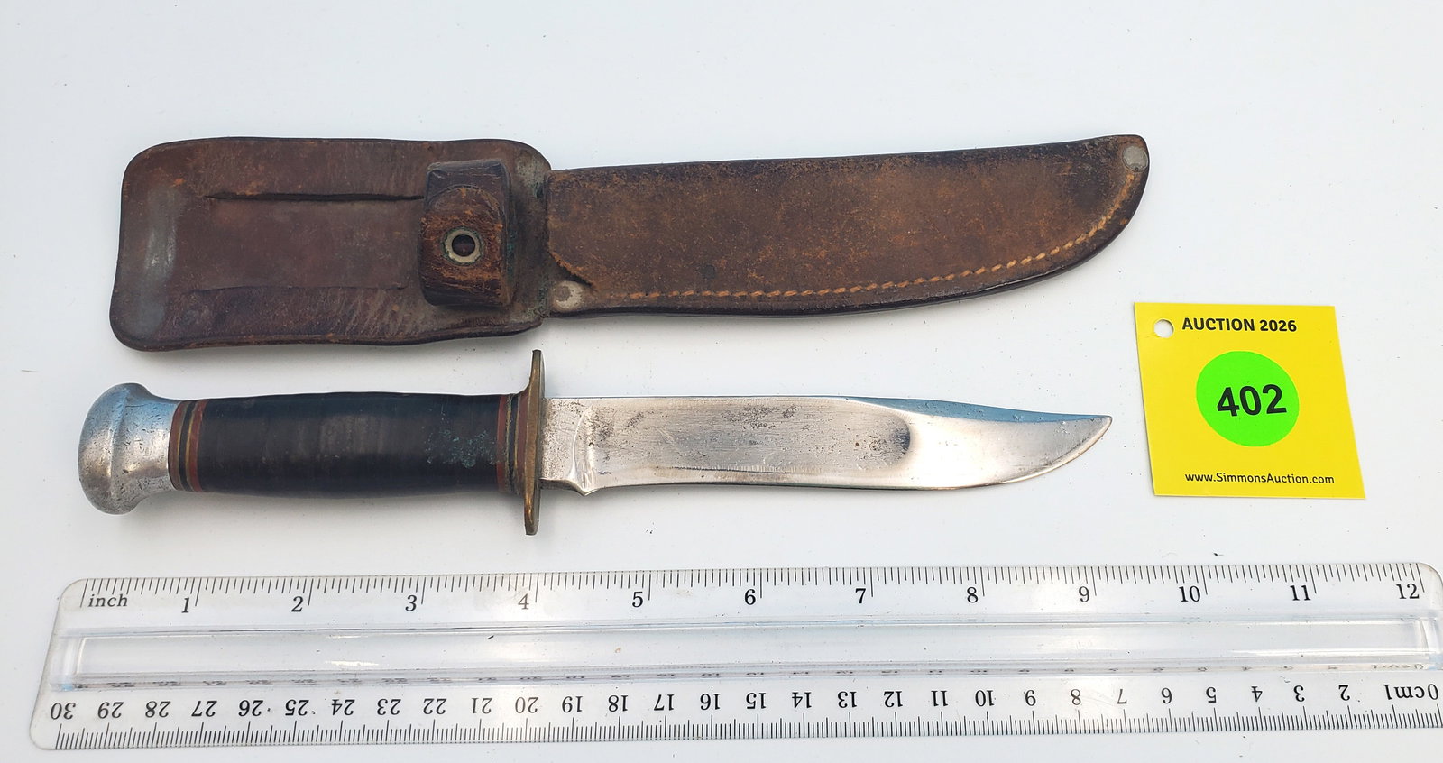 Marbled Gladstone Michigan knife w/ sheath (1 of 3)