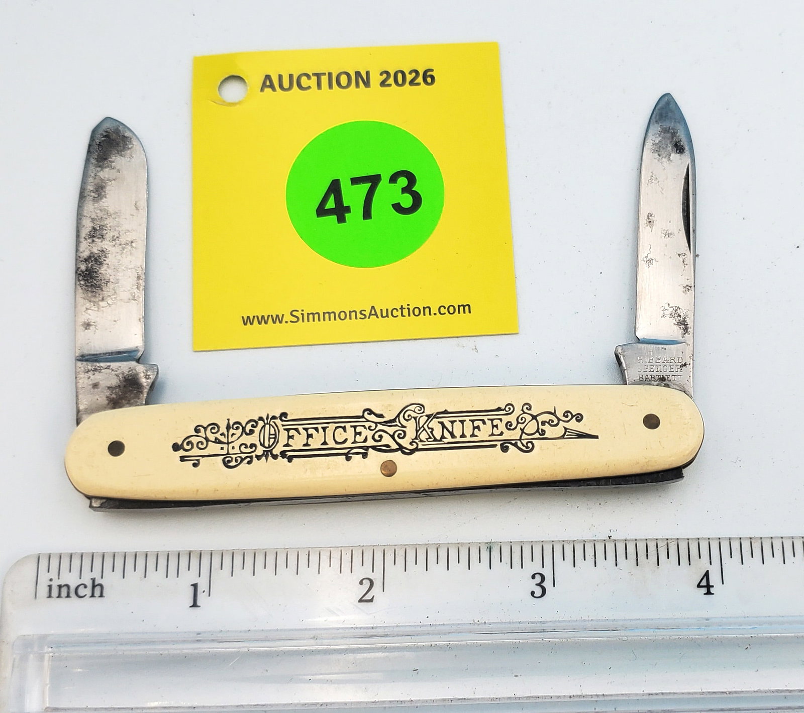 Hibbard spencer Barrlett, 2 blade office Knife #222 (1 of 3)
