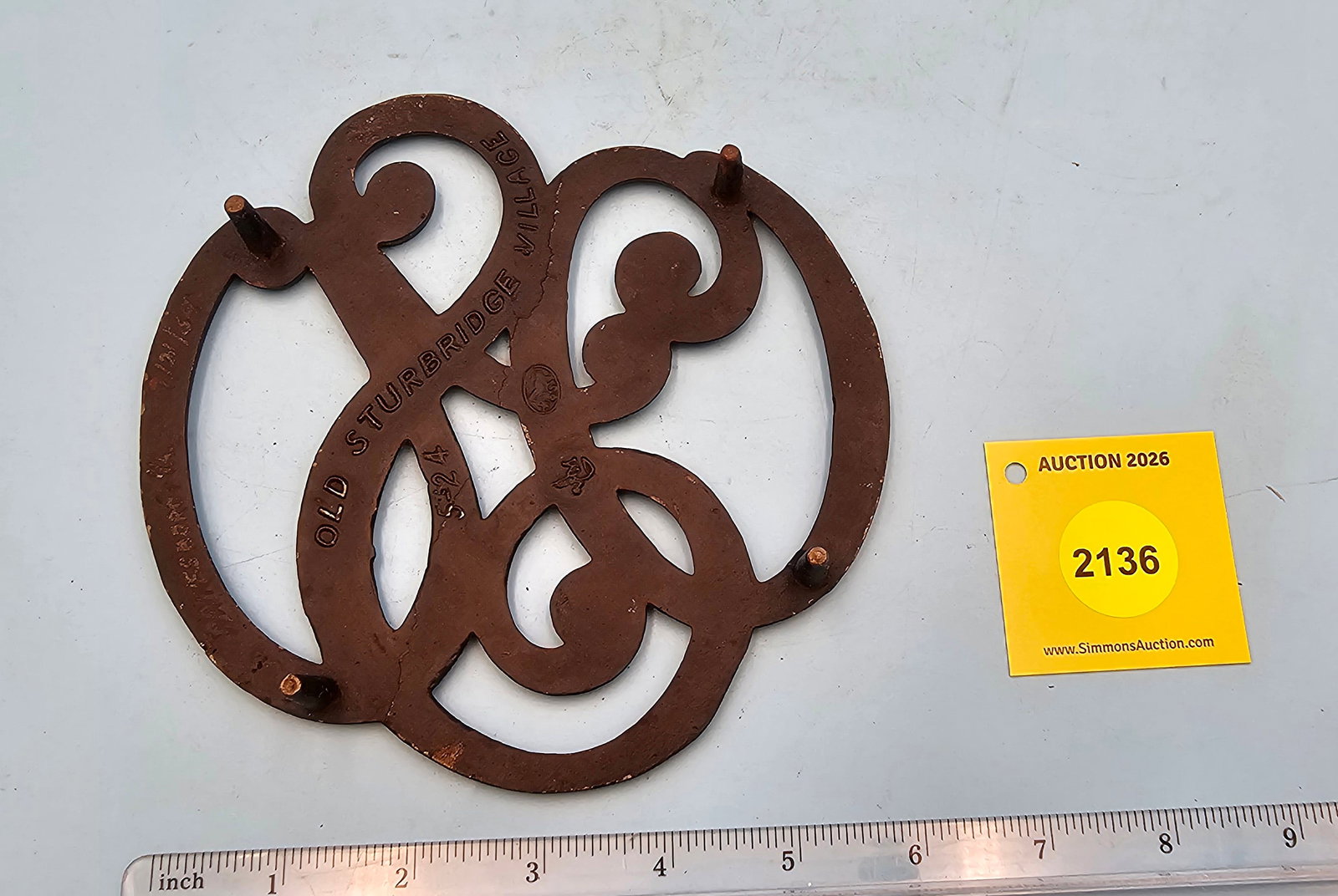 Old Sturbridge Villiage 6 1/2'' diameter w/ four feet trivet. On reverse marked with "Old Sturbri... - 2