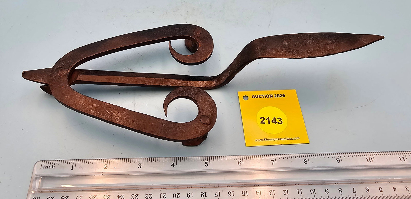 Hand forged trivet w/moveable handle 11 x 4 1/2 x 1" (1 of 2)