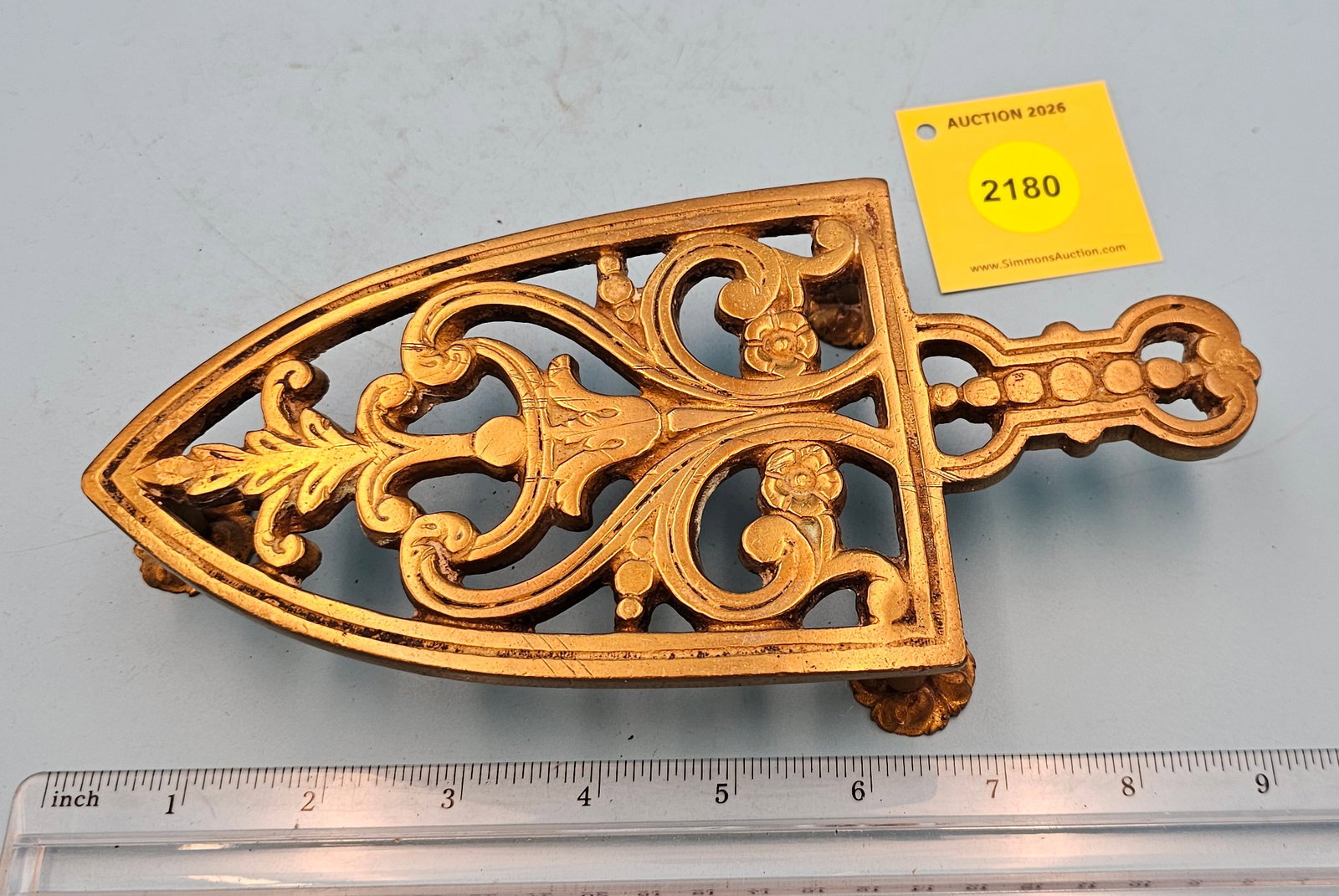 Spade brass trivet, 8 5 /8 x 4 1/4 x 1 3/8" (1 of 2)