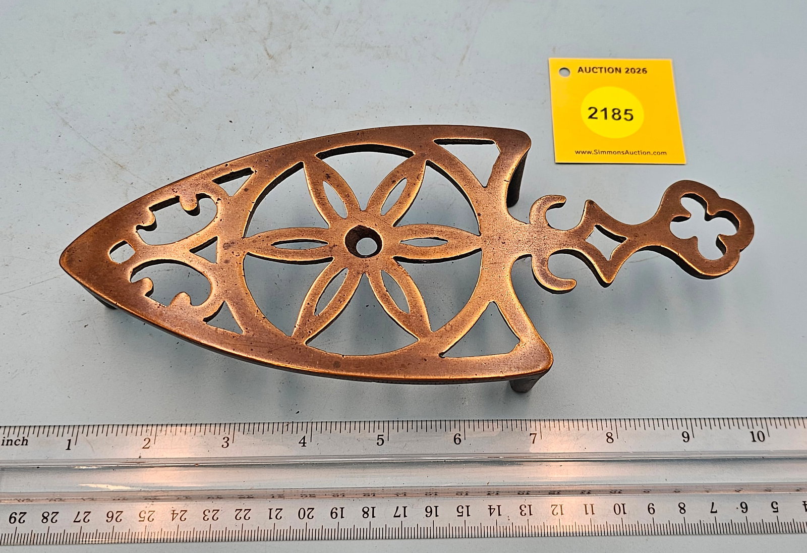 Spade brass trivet, 9 x 3 5/8 x 1 3/8" (1 of 2)