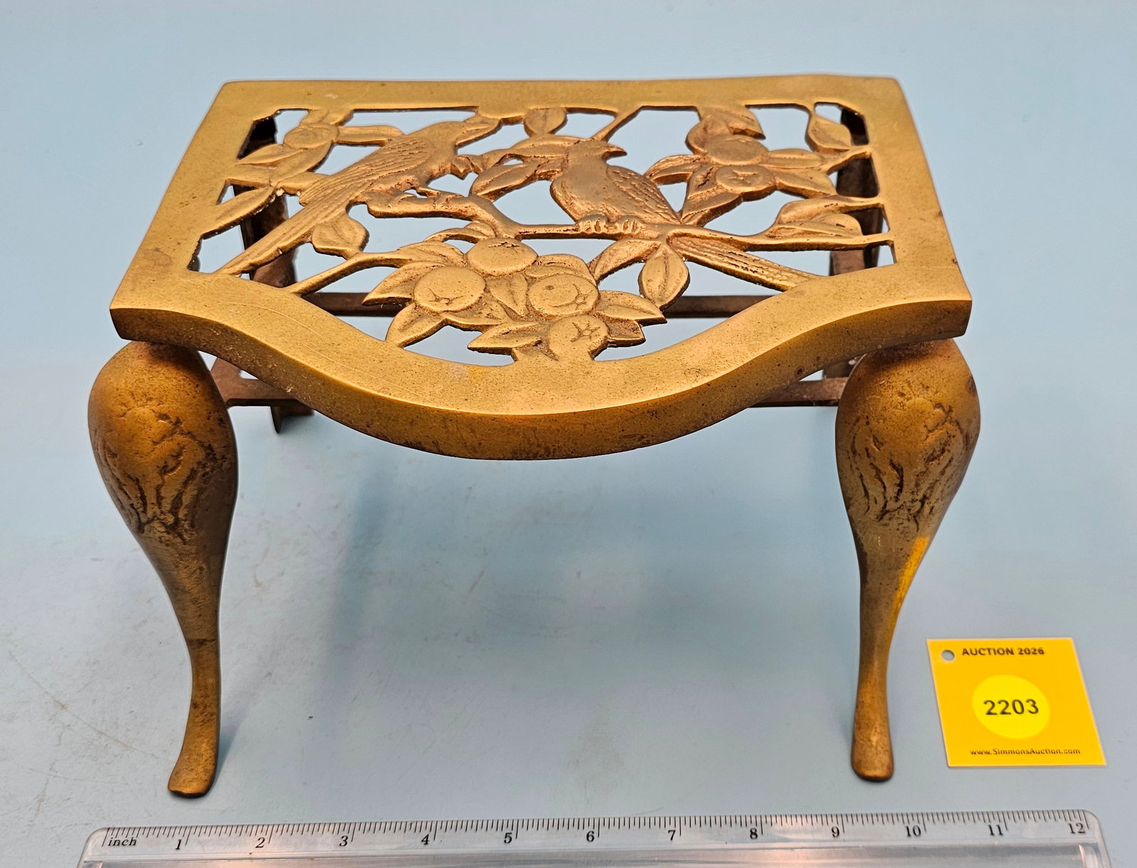 Brass Fireplace Footman w/birds, 10 1/2 x 7 1/2 x 6" (1 of 3)