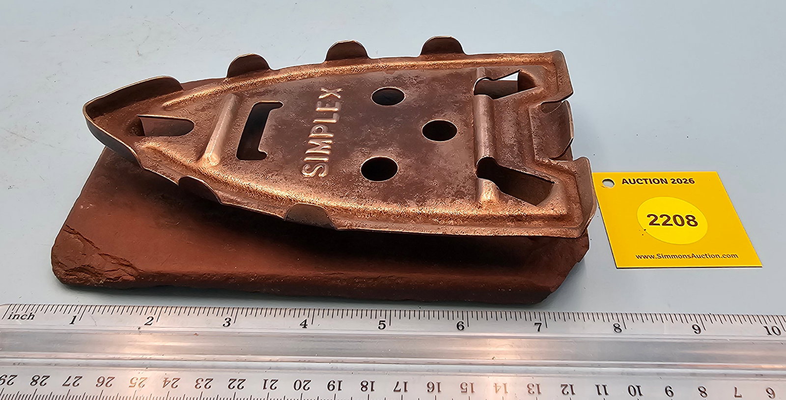 Simplex electric iron stand, mounted on slate, 7 1/4 x 4 5/16 x 1 5/16": Simplex electric iron stand, mounted on slate, 7 1/4 x 4 5/16 x 1 5/16"