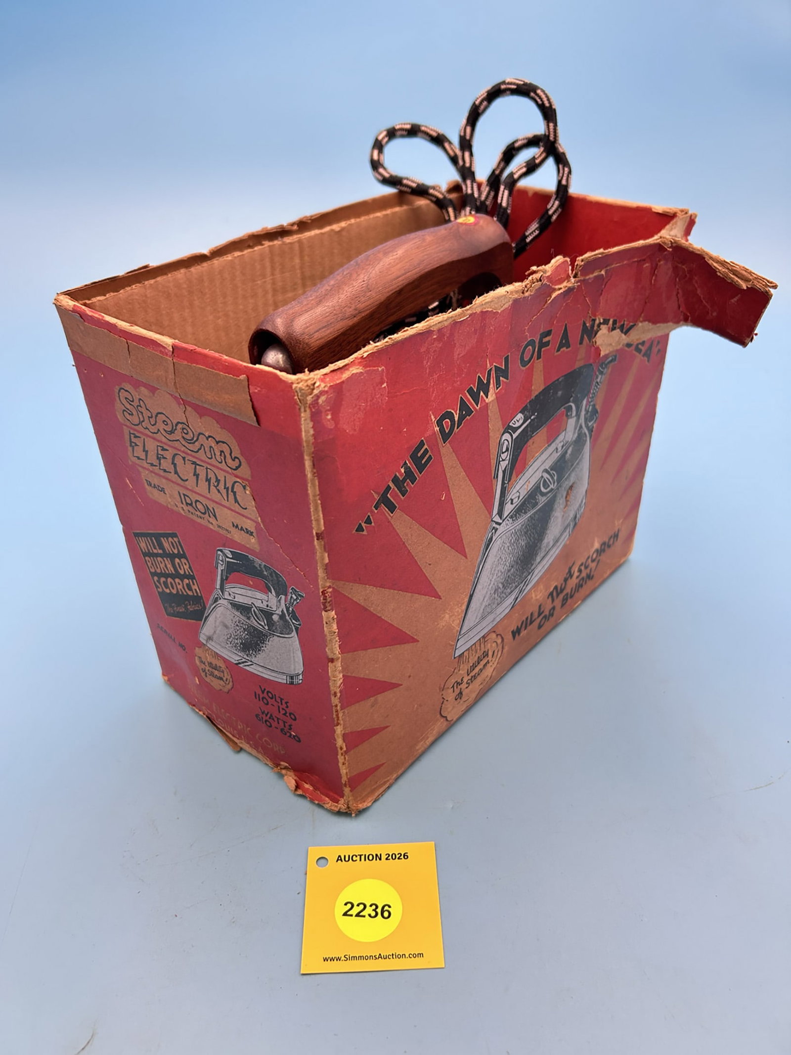 Steem Electric Iron, Steem Electric Corp St Louis, USA, w/original box and instructions: Steem Electric Iron, Steem Electric Corp St Louis, USA, w/original box and instructions