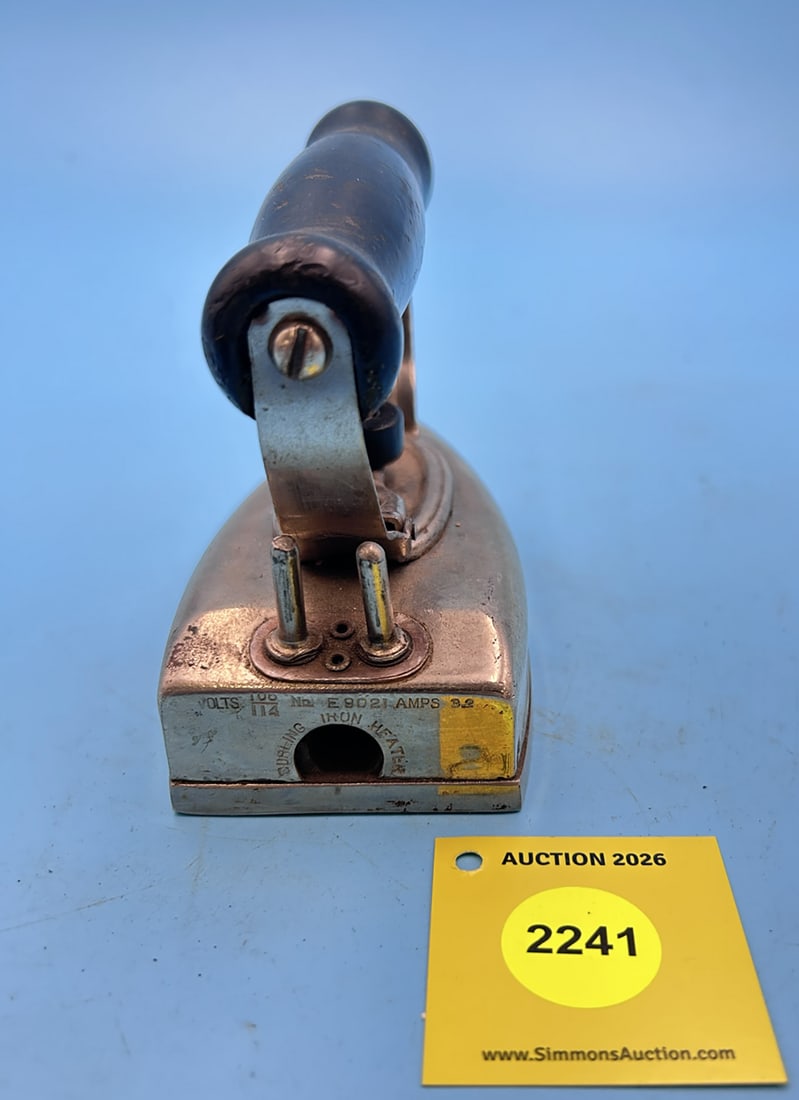 Universal, Landers, Frary, Clark, New Britain Conn. About 1930, iron w/curling iron heater L 5 3/4" - 3