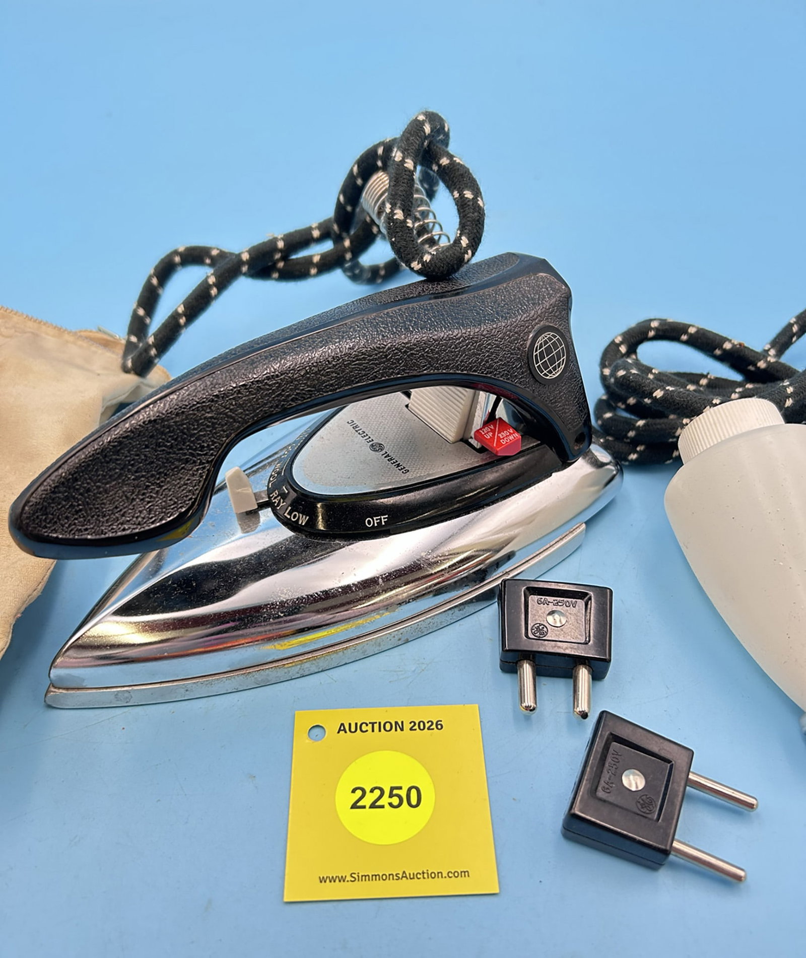 Electric, General Electric Travel Iron Model F 49, with travel bag, water bottle, and instruction... - 3