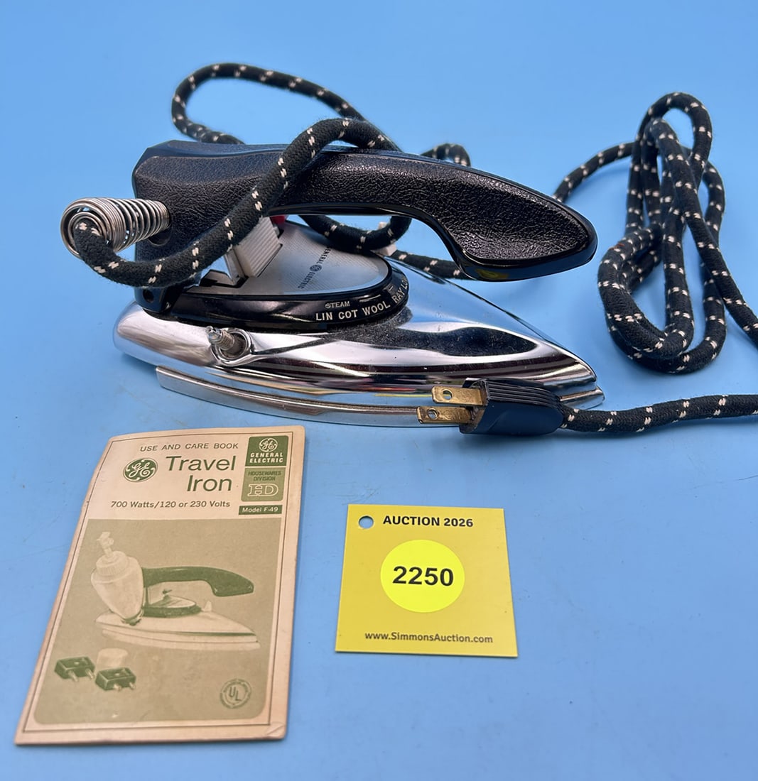 Electric, General Electric Travel Iron Model F 49, with travel bag, water bottle, and instruction... - 7
