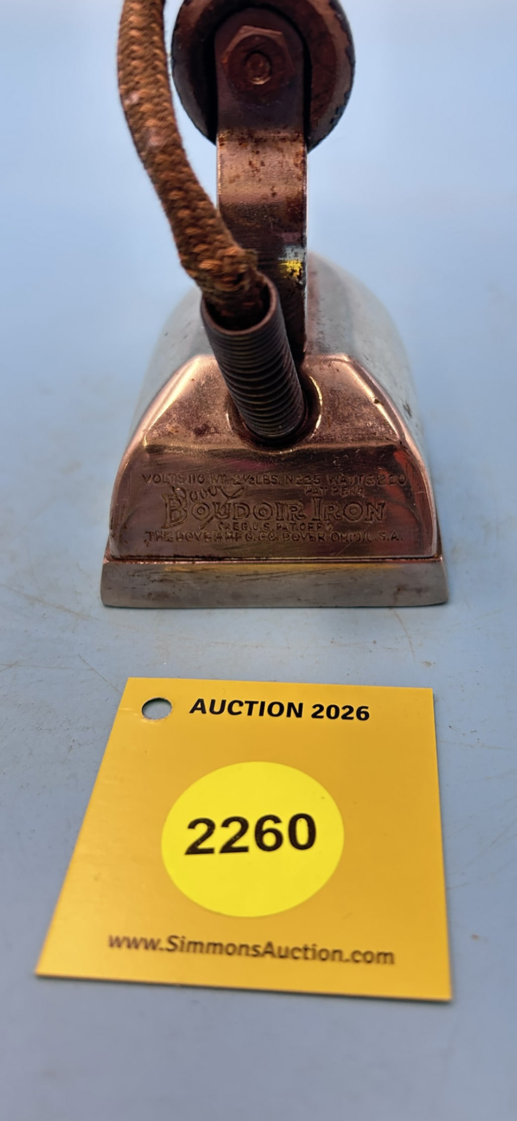 The Dover Mfg Co, Dover, Ohio USA, Boudoir Iron Pat Pending L 4 7/8" - 3