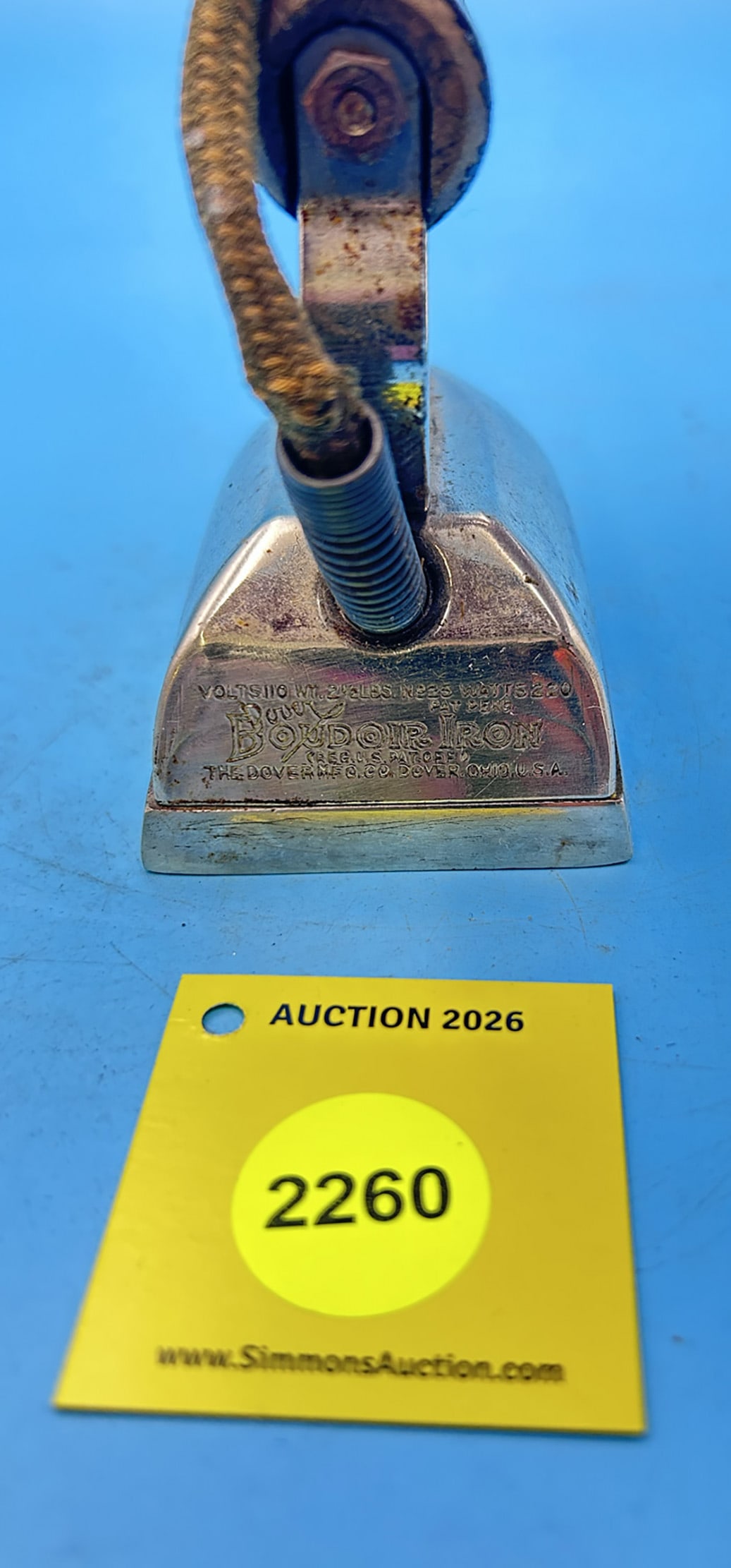 The Dover Mfg Co, Dover, Ohio USA, Boudoir Iron Pat Pending L 4 7/8" - 4