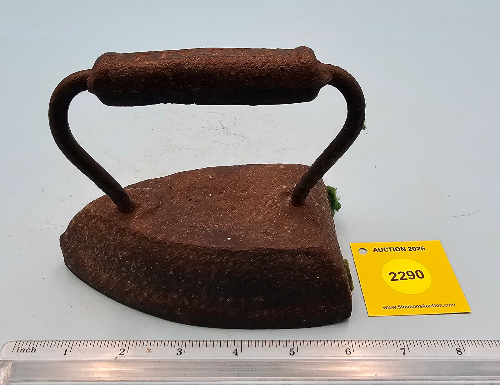 Flat iron, unreadable marking on handle grip, L 5 5/8" (1 of 5)