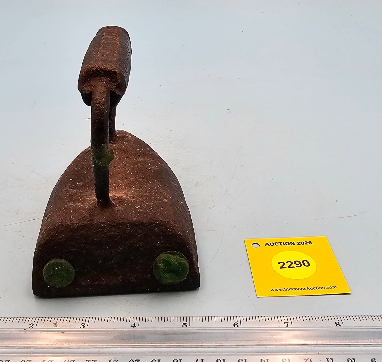 Flat iron, unreadable marking on handle grip, L 5 5/8" - 2