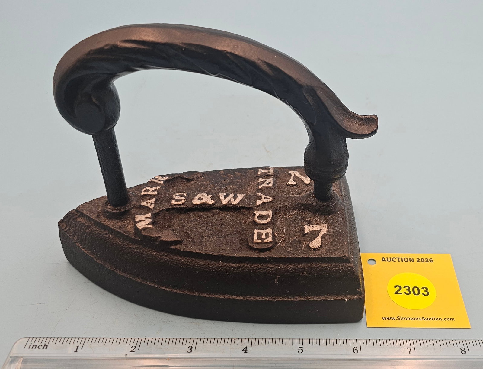 Cast, Anchor on top marked S & W Trade Mark No 7, L 6 1/8": Cast, Anchor on top marked S & W Trade Mark No 7, L 6 1/8"