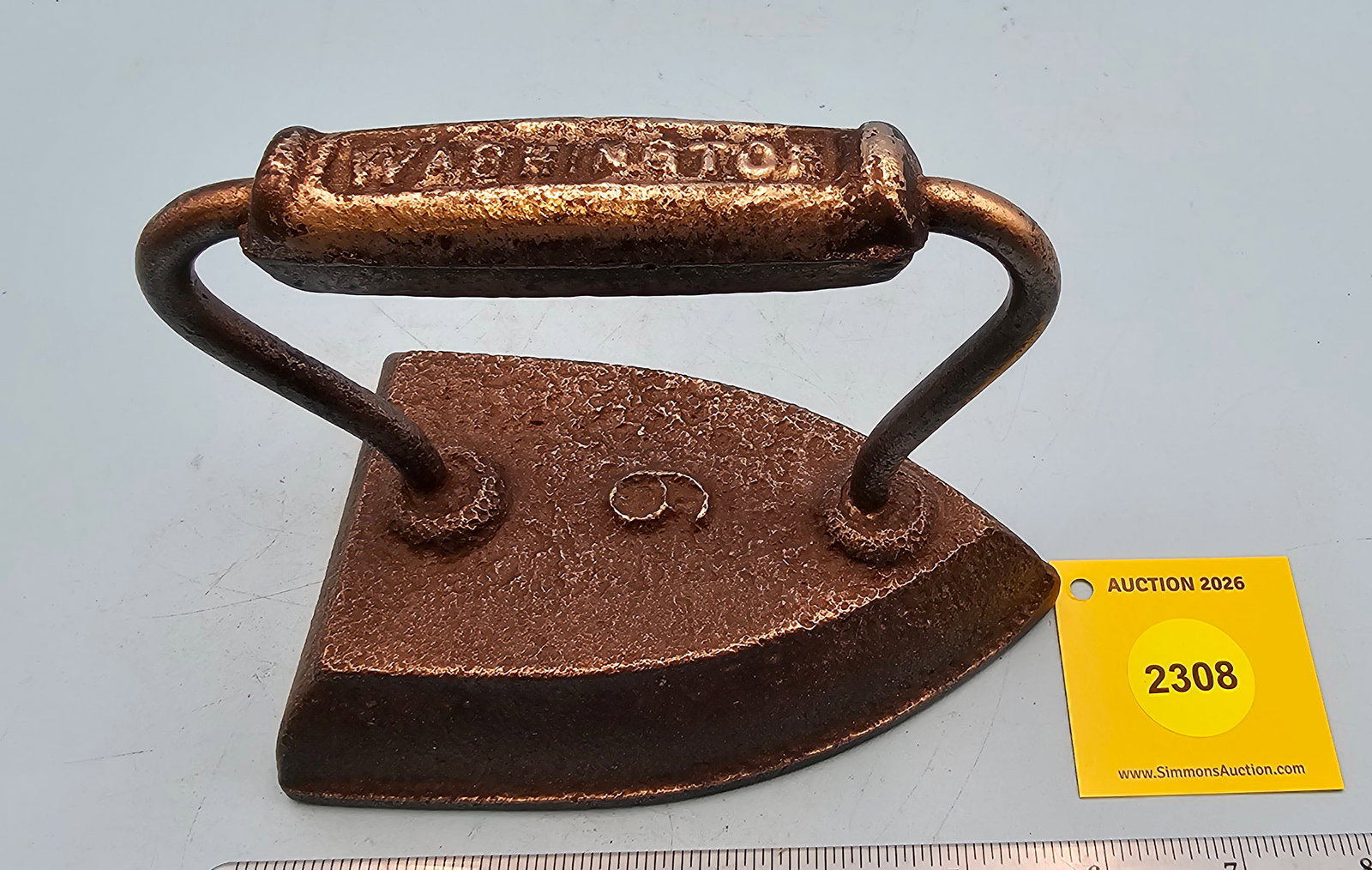 Flat iron, block grip marked "Washington", No 6, L 5 5/8" - 3