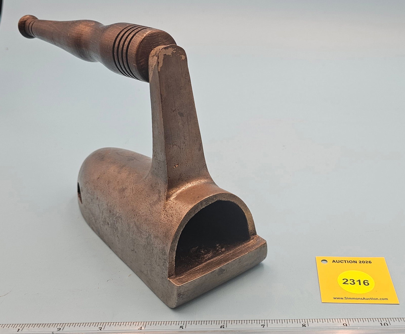Ox Tongue, slug or gas jet heated, open back, front vents L 8 1/4" - 2