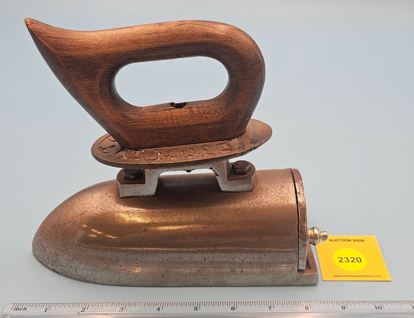 Ox Tongue, hinged gate, w/slug, decorative heat shield, L 8 1/2": Ox Tongue, hinged gate, w/slug, decorative heat shield, L 8 1/2"