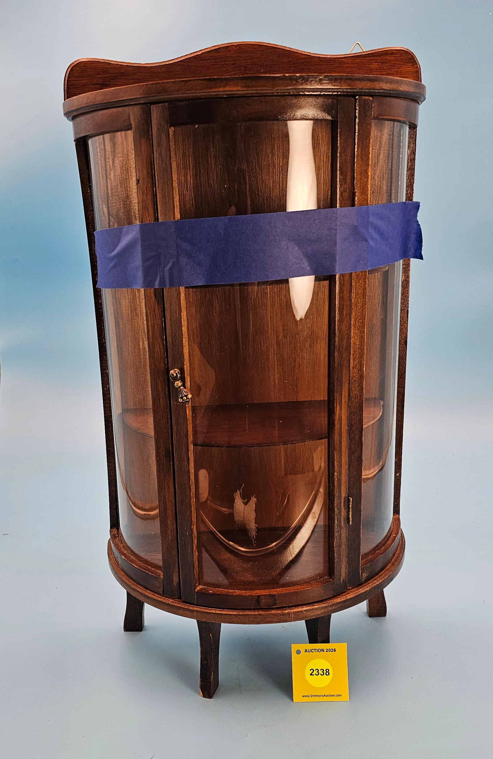 Wooden, miniature curio cabinet Height 22 1/4", Width 12 1/4", 3 non adjustable shelves (1 of 1)
