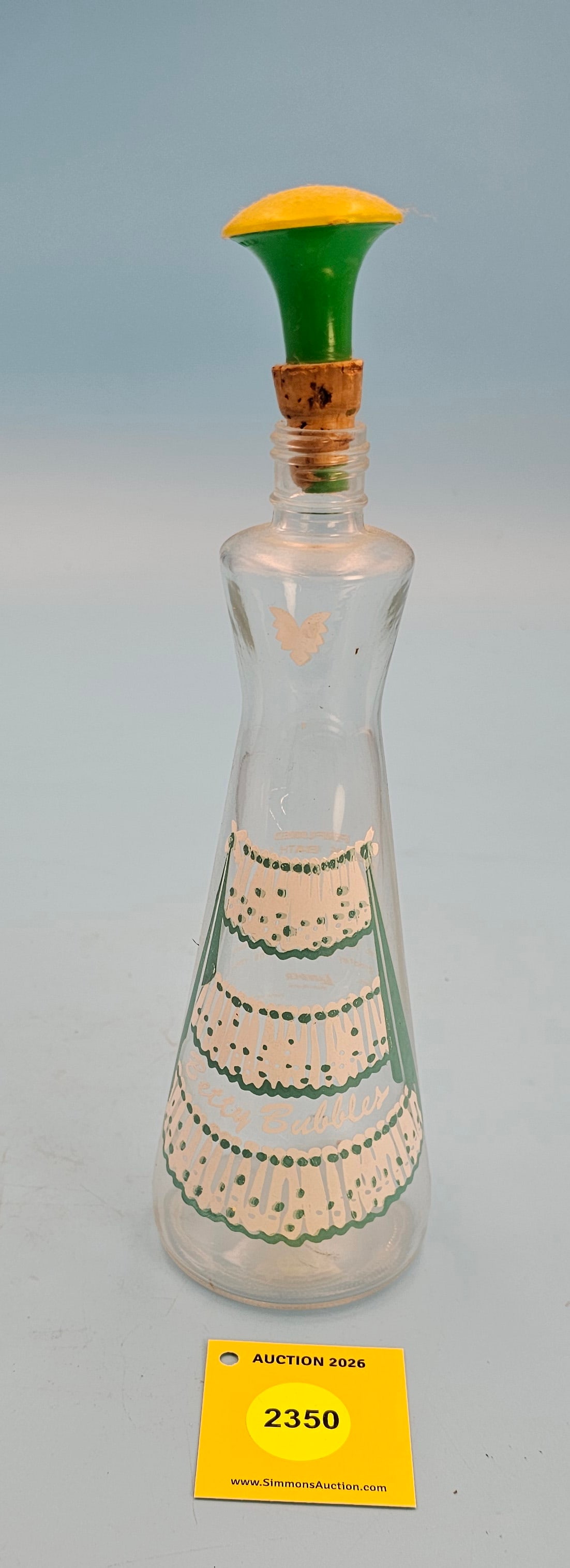 Betty Bubbles glass bottle w/sprinkle bottle top 8 1/2": Betty Bubbles glass bottle w/sprinkle bottle top 8 1/2"