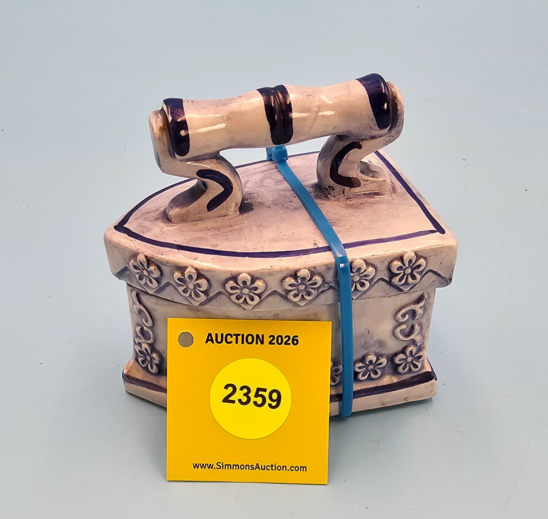 Ceramic Iron trinket holder, 4 1/4 x 2 3/4 x 4" (1 of 1)