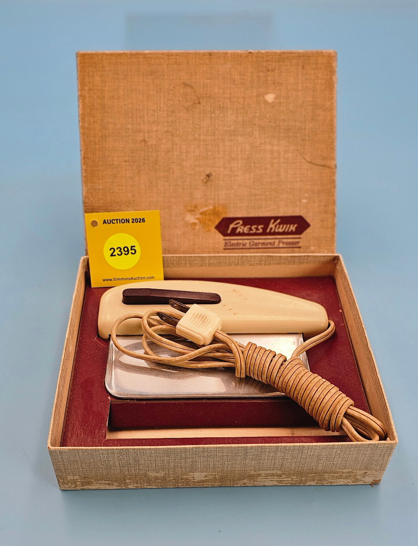 Press Kwik Electric Garment Presser, Los Angeles, Calif. In original box (1 of 1)