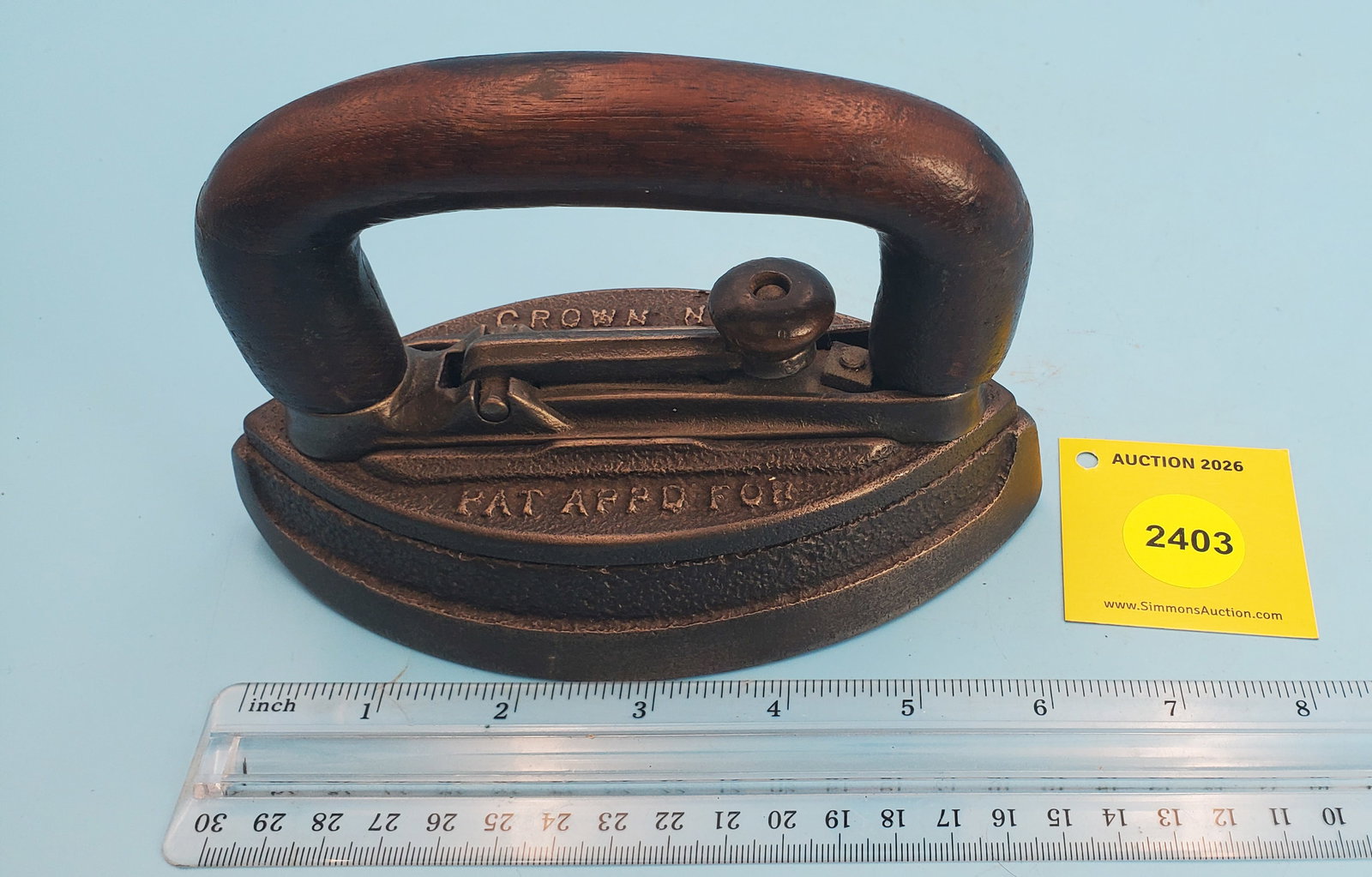 Cold Handle, Crown No 1, Pat Appd For, L 6 1/2" (1 of 2)
