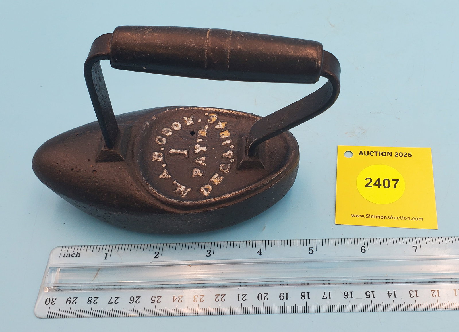Polisher, MAB Cook, 1, Patd Dec 5 1848, rounded edges, L 5 1/4": Polisher, MAB Cook, 1, Patd Dec 5 1848, rounded edges, L 5 1/4"