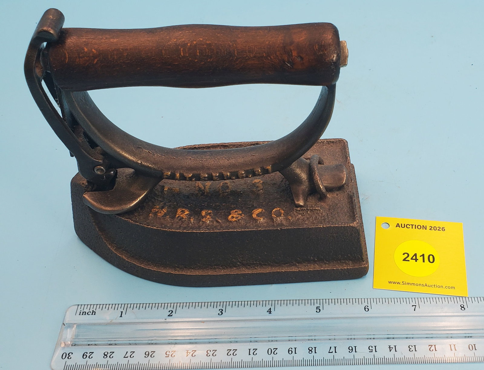 Cold Handle, Sensible, NRS & Co. No 3, pat Sep 6, '87, L 6 1/4": Cold Handle, Sensible, NRS & Co. No 3, pat Sep 6, '87, L 6 1/4"