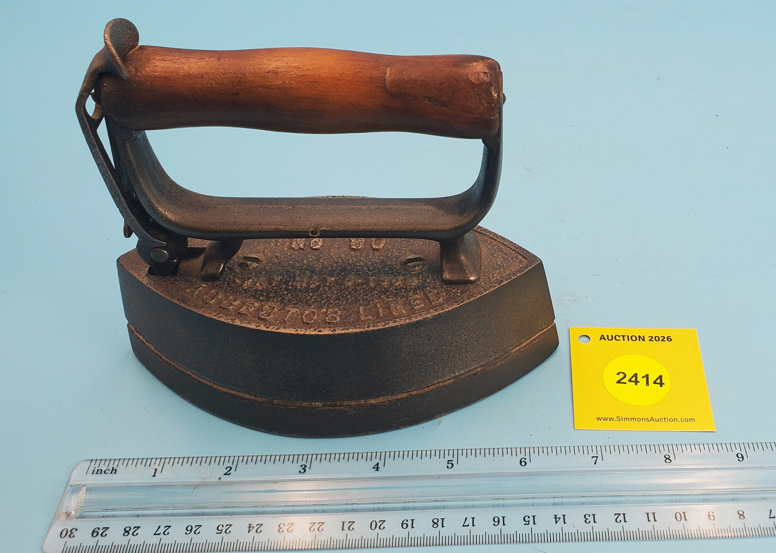 Cold Handle, Sensible Asbestos Lined, No 90, Pat May 5, 1908, L 6 1/2": Cold Handle, Sensible Asbestos Lined, No 90, Pat May 5, 1908, L 6 1/2"