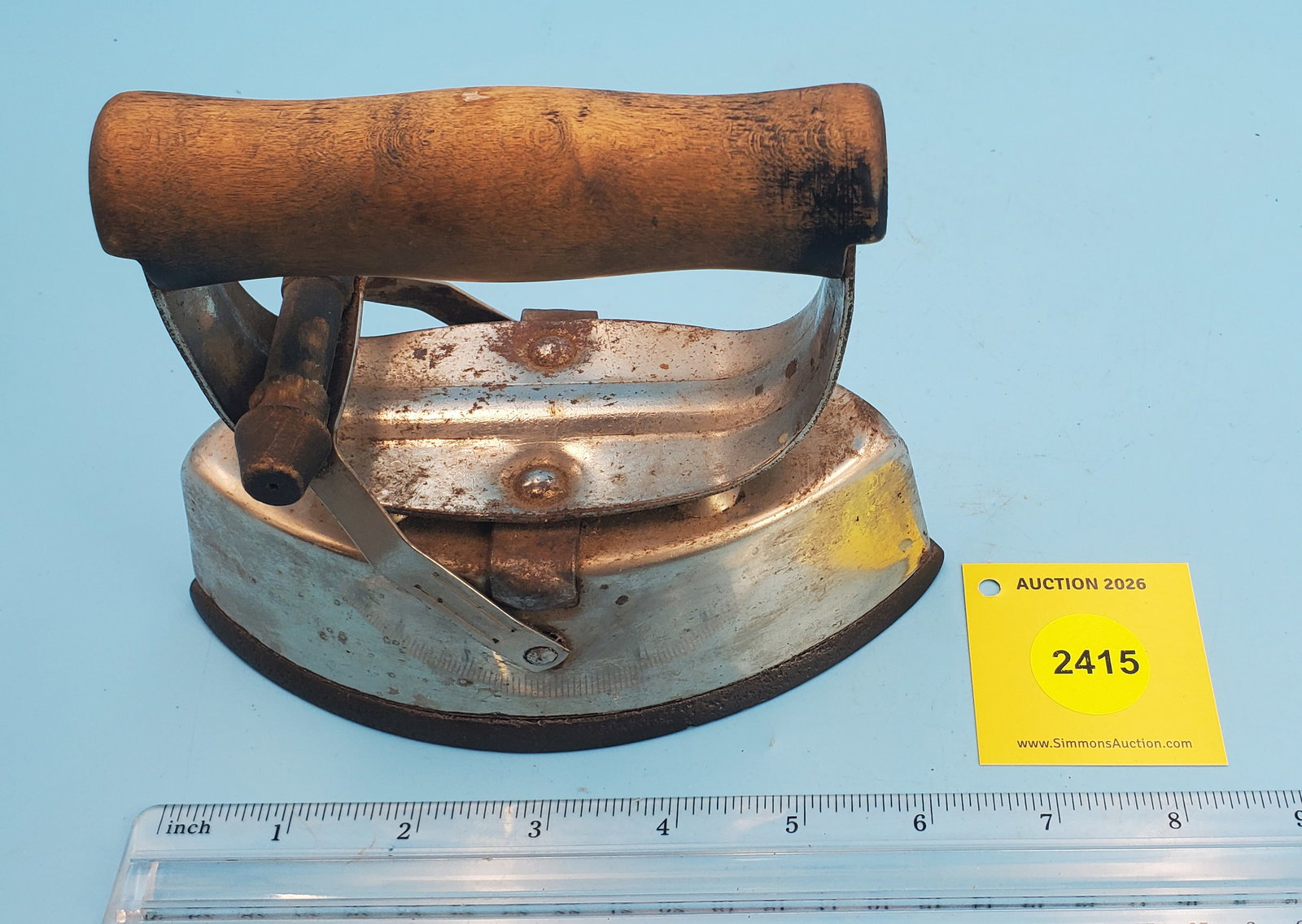 Cold Handle, Asbestos Sad Iron, about 1900, L 6 1/2" (1 of 2)
