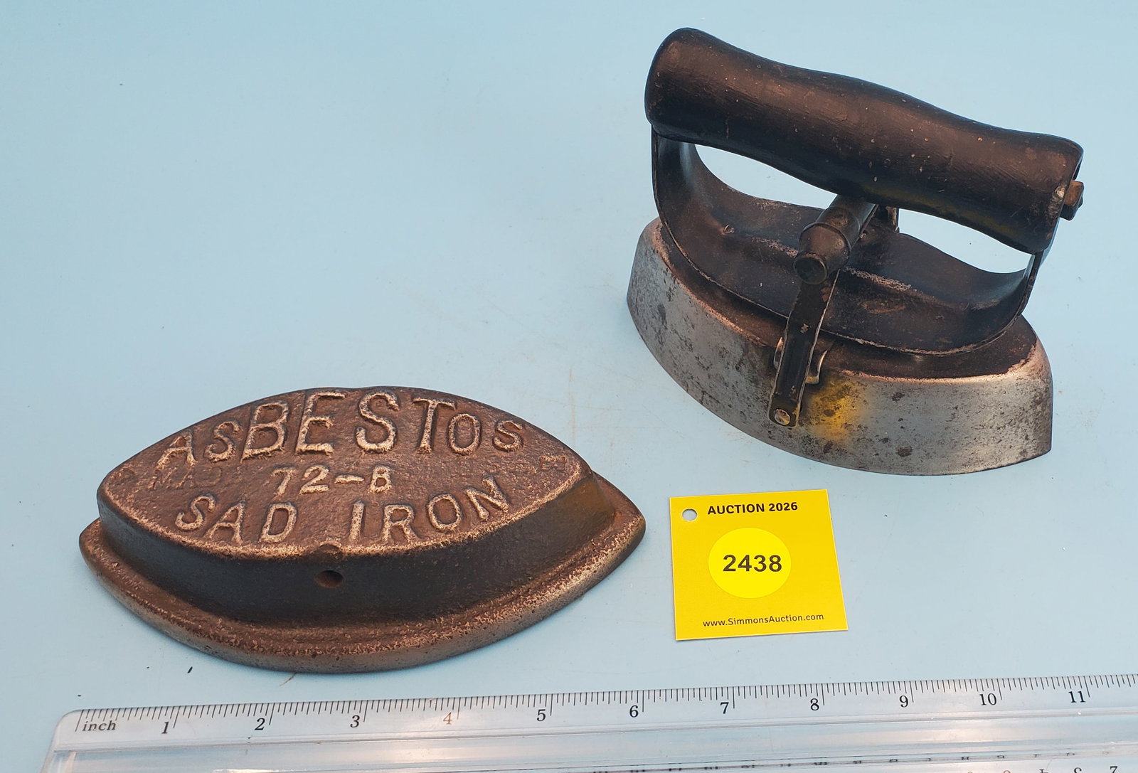 Cold handle, Asbestos Sad Iron, 72-B, L 6 1/2" - 2