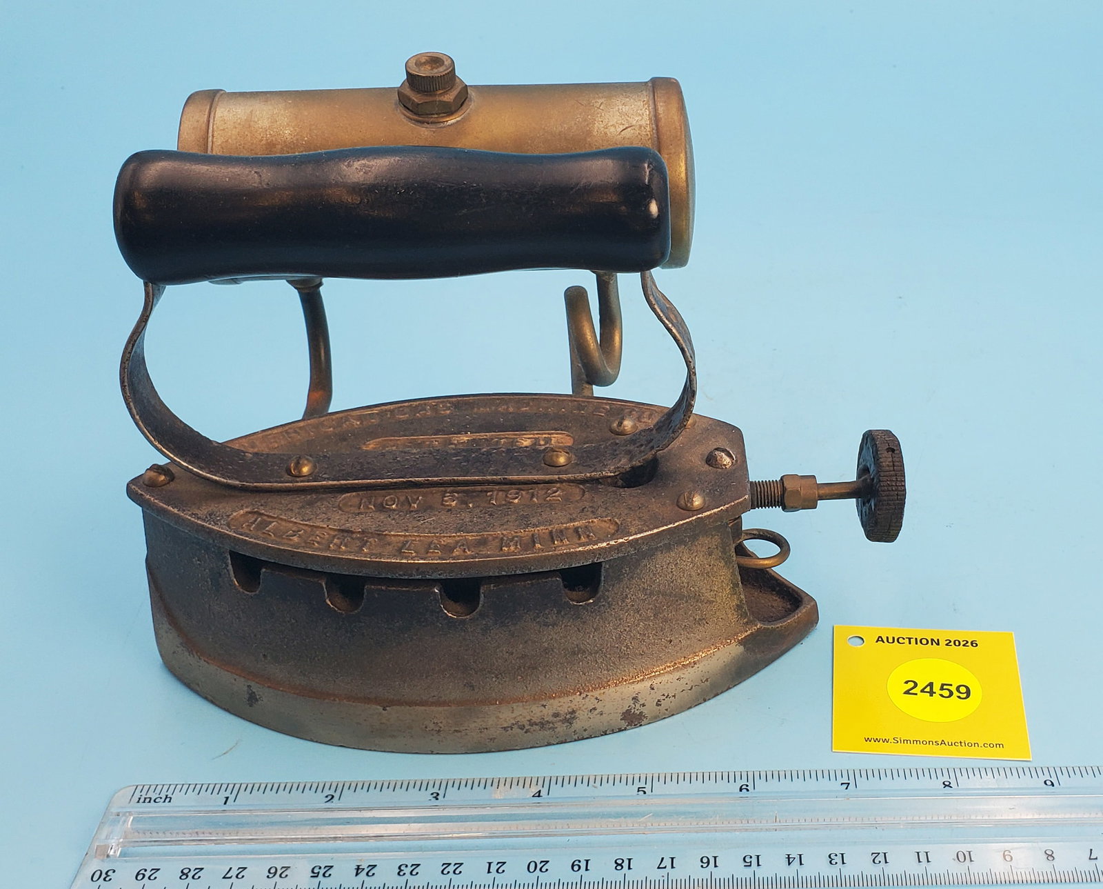 Gasoline, American Gas Machine Co, Patent Nov 5 1912, Albert Lea, Minn, side tank, L 7 1/8" (1 of 3)