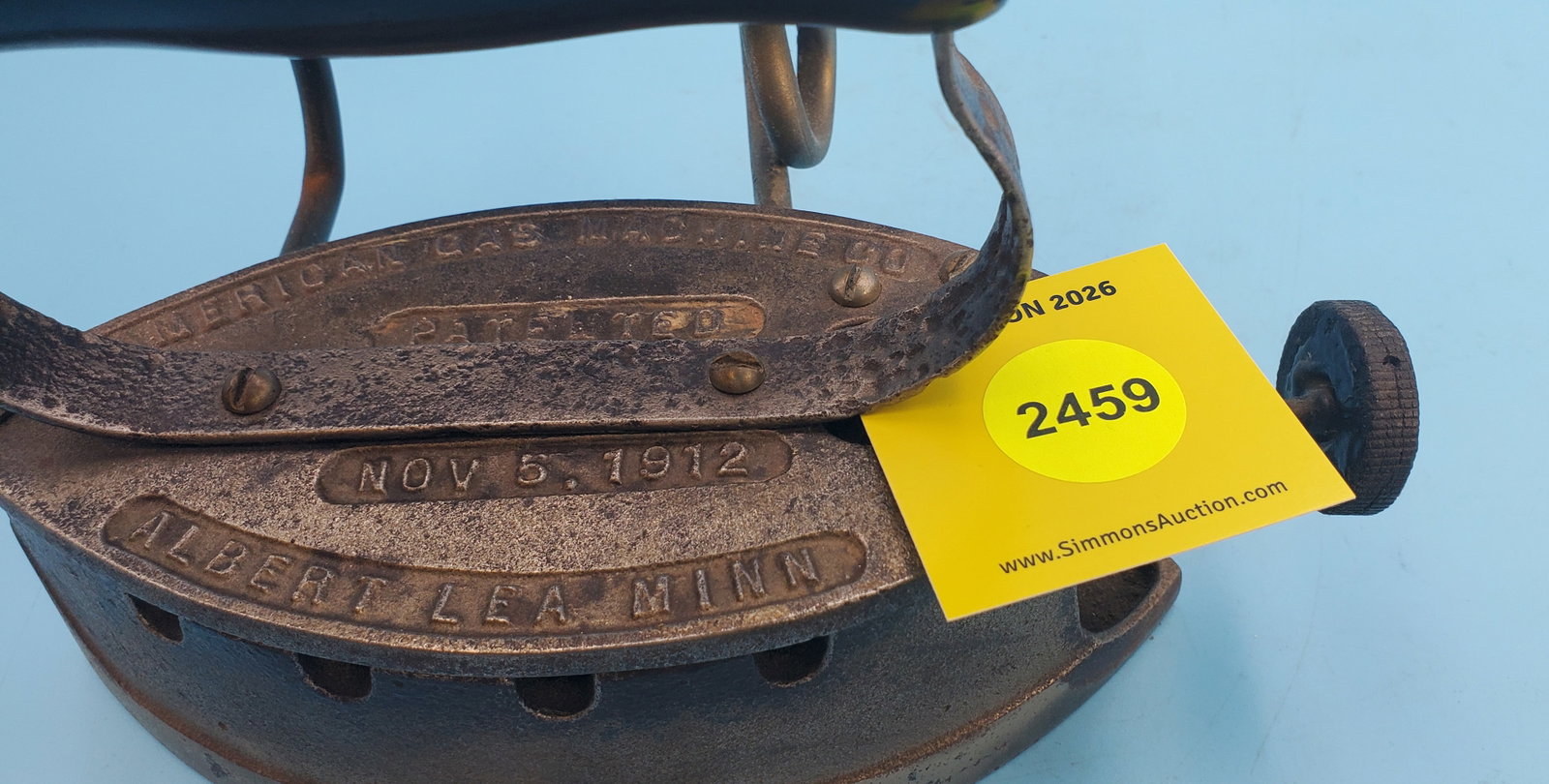 Gasoline, American Gas Machine Co, Patent Nov 5 1912, Albert Lea, Minn, side tank, L 7 1/8" - 2