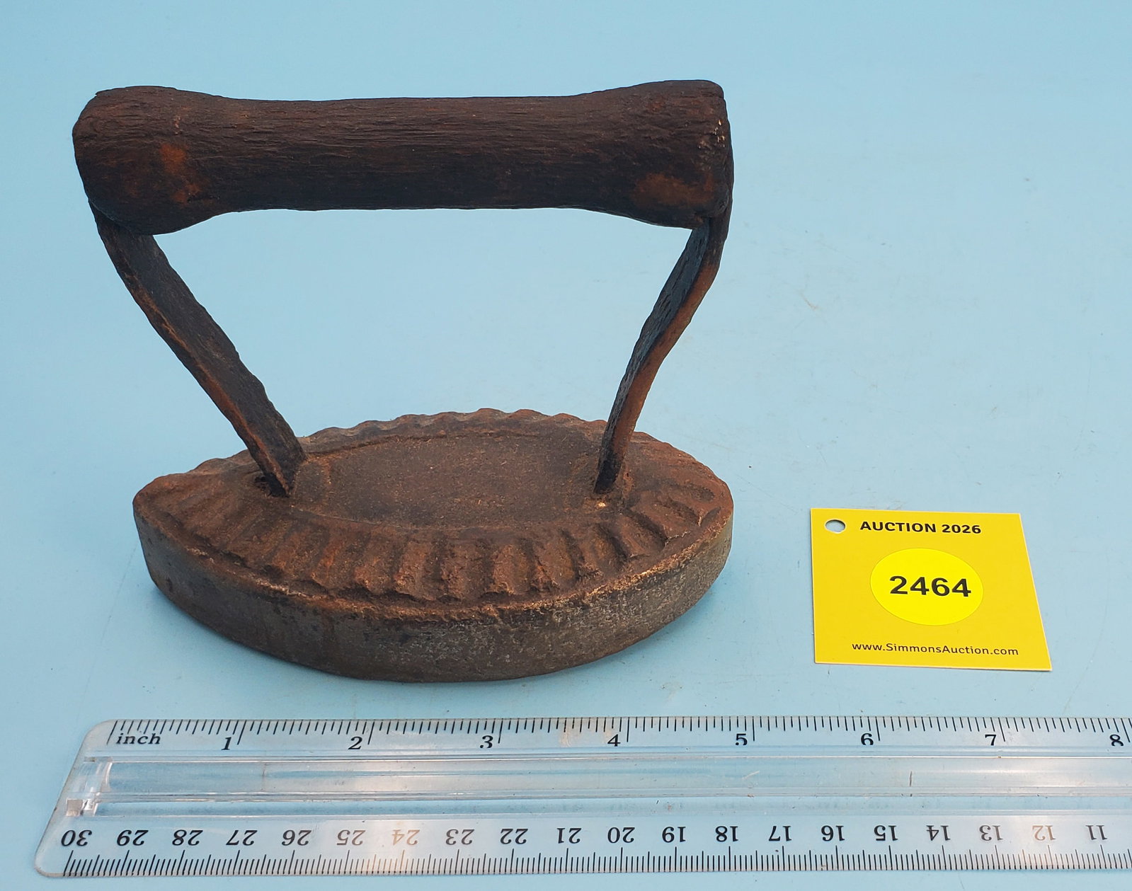 Polisher, pat. by Joel Gleason, Whitestone, NY, July 12, 1870, ribbed edgework, wooden handle L 5" (1 of 3)