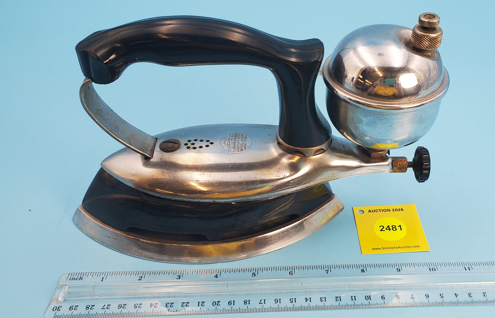 Gasoline, Coleman Instant Lite Model 609, black enamel, plastic handle, about 1930, L 8 3/8" - 2