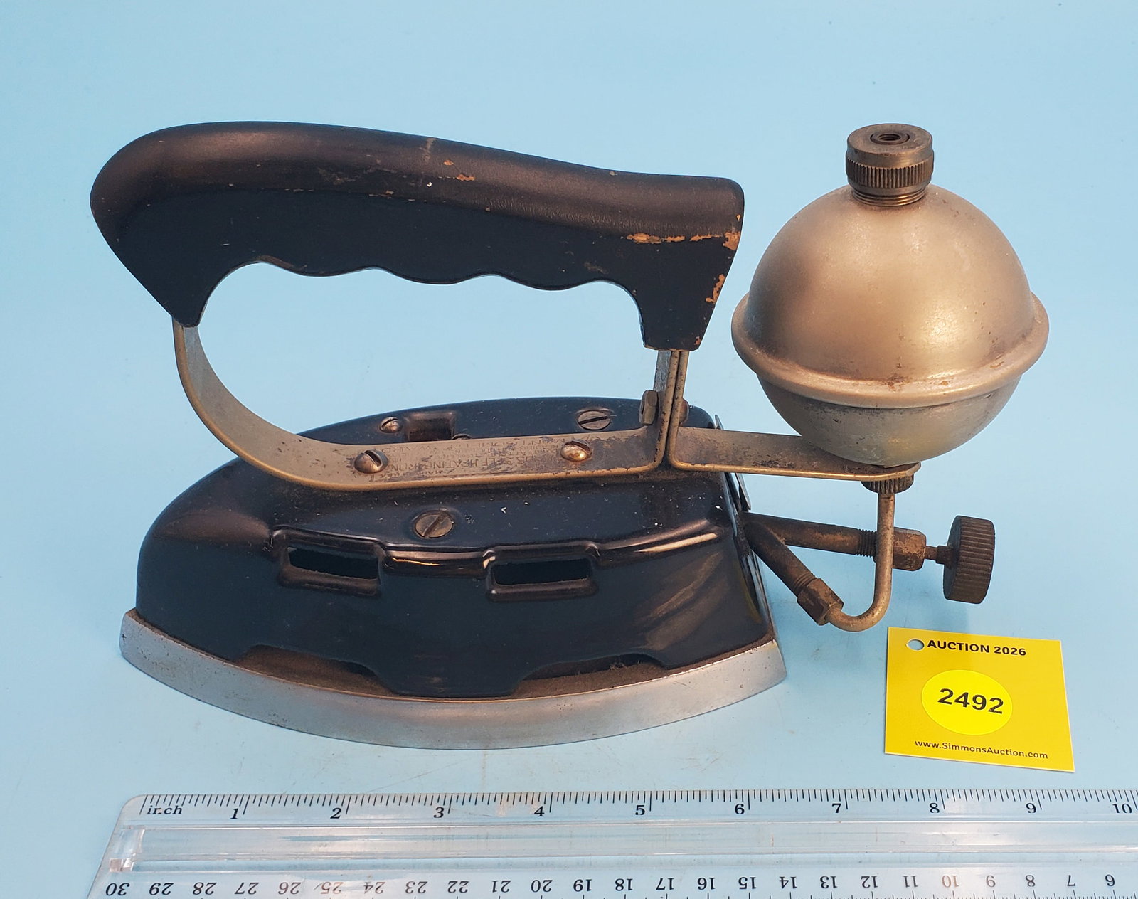 Gasoline, Montgomery Ward Self Heating Iron, L 7 1/4" - 2