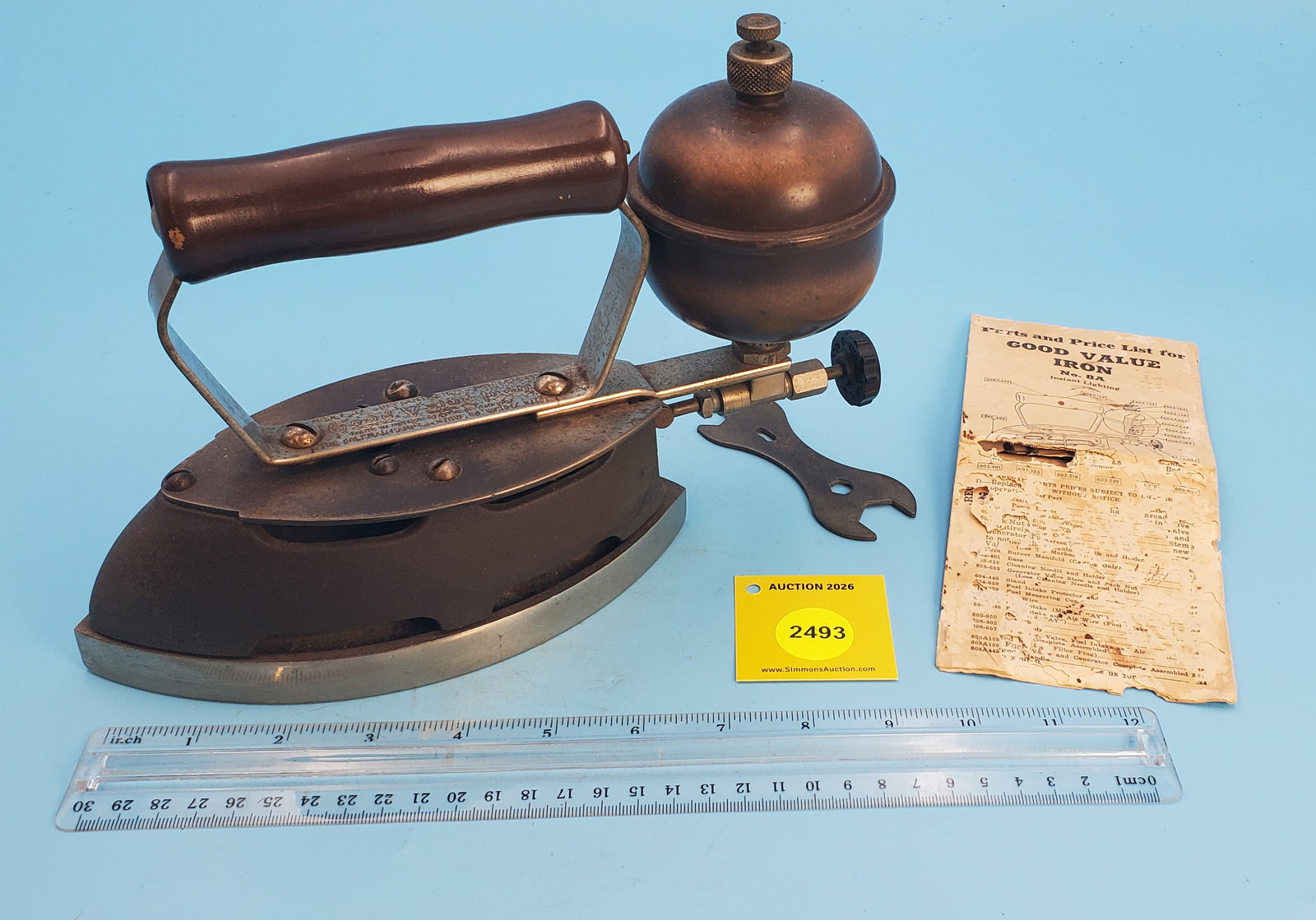 Gasoline, The Coleman Lamp & Stove Co., Wichita, Kansas, Good Value Iron, Model 8A, L 7 1/2" w/pr... - 3
