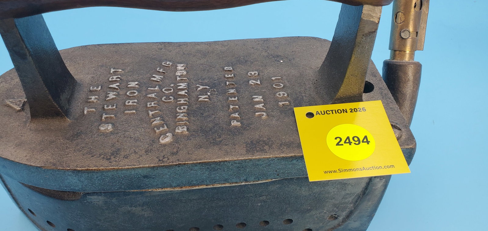 Natural Gas, The Stewart Iron, Central Mfg Co, Binghampton NY, Patented Jan 29, 1901, L 9 7/8" - 2