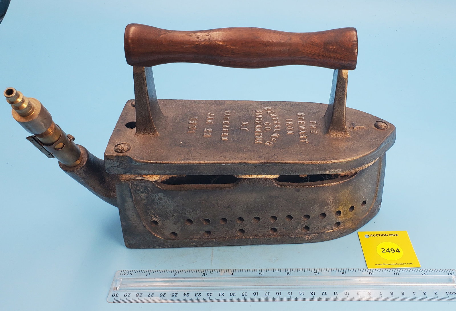 Natural Gas, The Stewart Iron, Central Mfg Co, Binghampton NY, Patented Jan 29, 1901, L 9 7/8" - 3