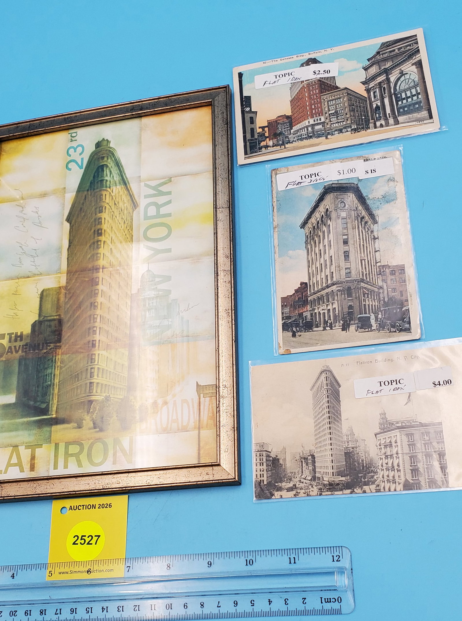 Lot of 6, Flat Iron buiding post cards and framed picture - 2