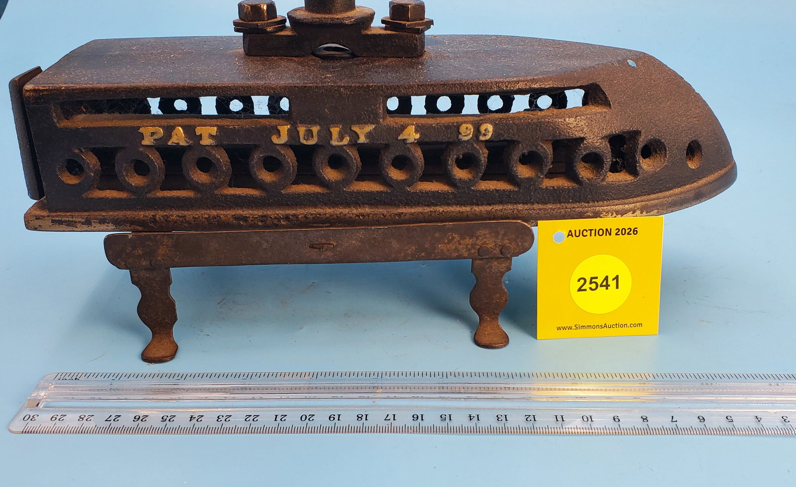 Tailor, Stern & Co. Boston, Improved Gas Iron L 12 1/8", w/trivet stand - 2
