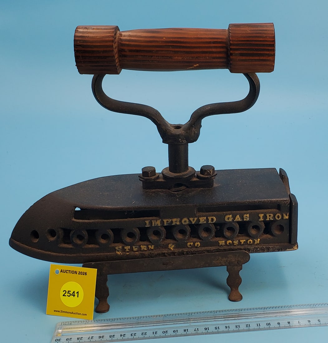 Tailor, Stern & Co. Boston, Improved Gas Iron L 12 1/8", w/trivet stand - 3