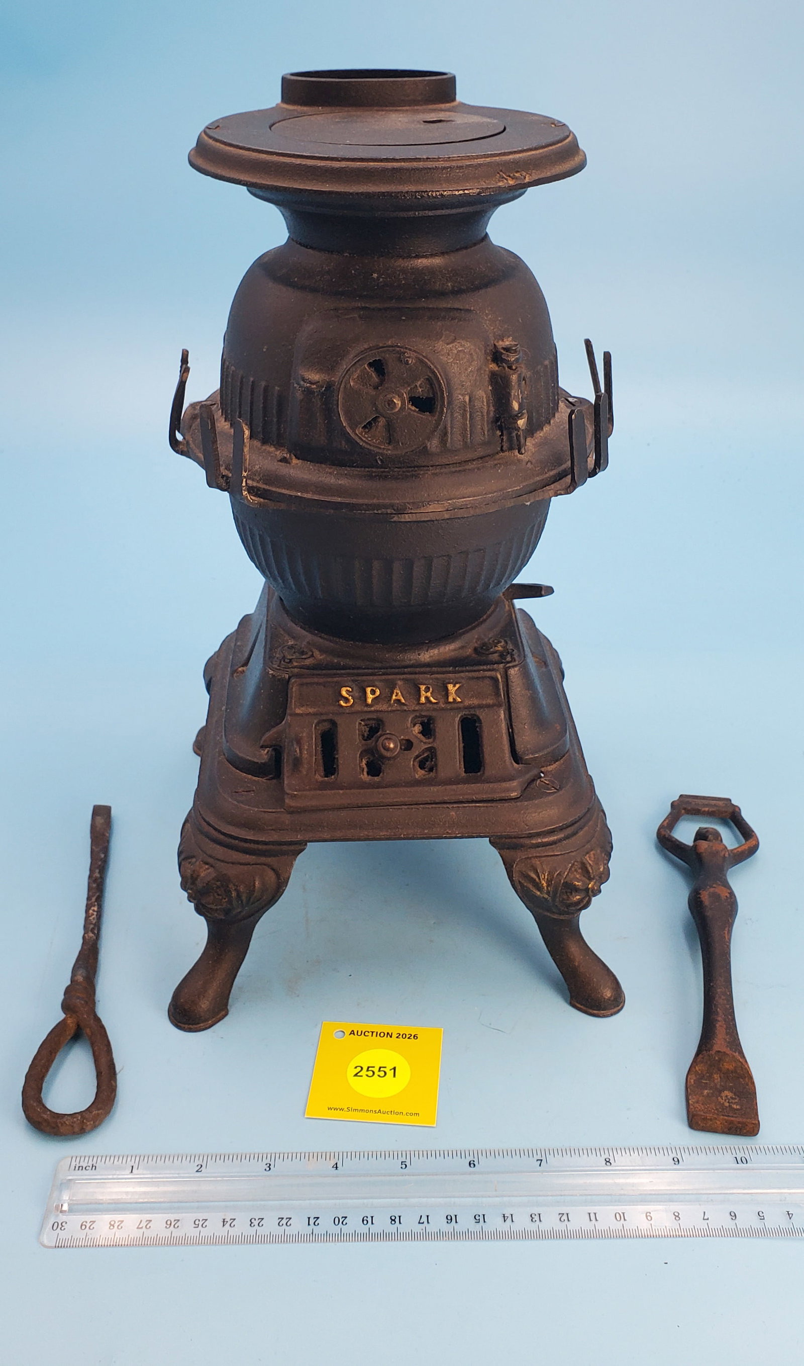Spark, Cast Iron Stove, Grey Iron Casting Co. Mt Joy, PA, Height 14 1/4": Spark, Cast Iron Stove, Grey Iron Casting Co. Mt Joy, PA, Height 14 1/4"