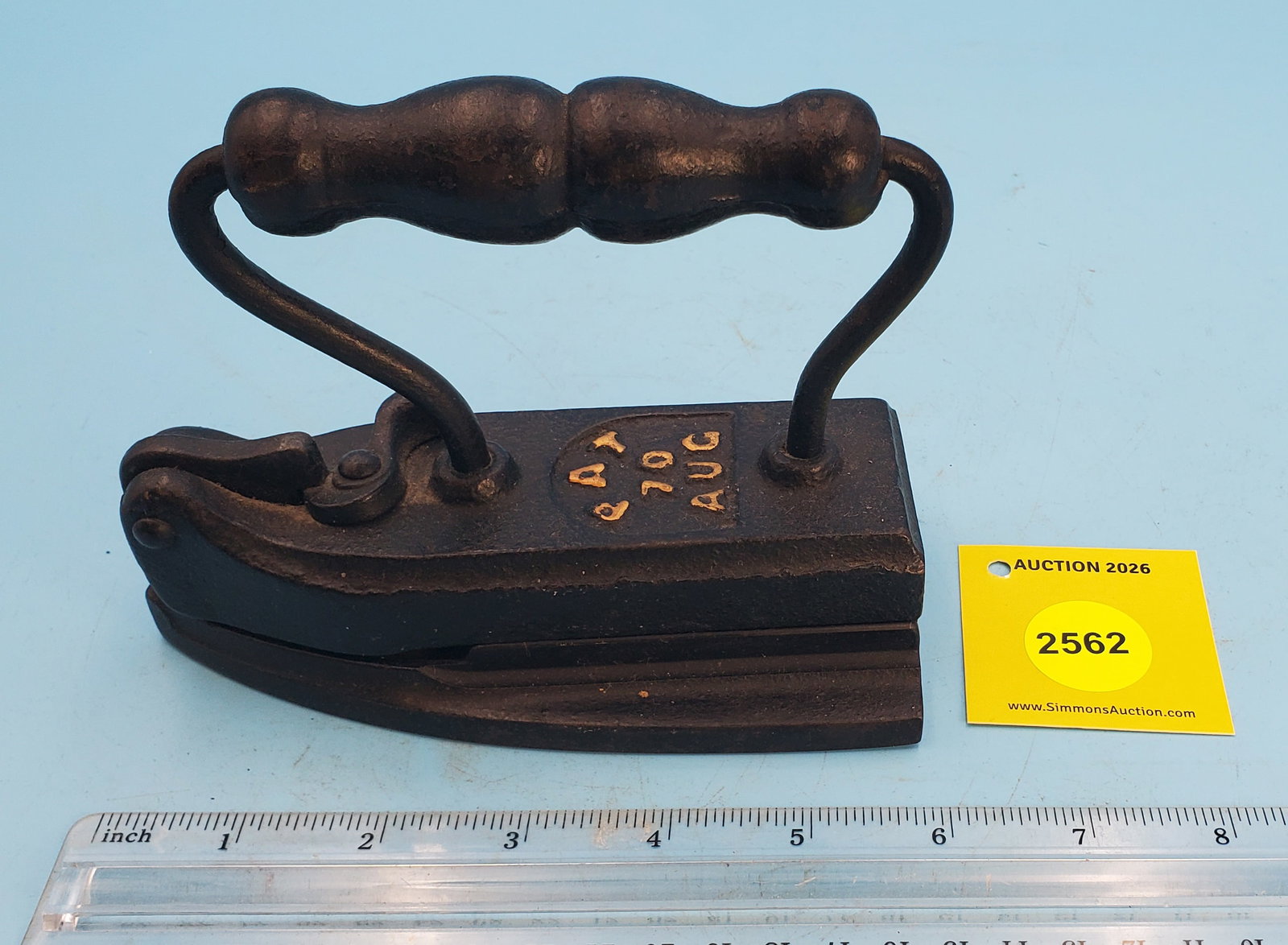 Combination, Pat Aug 70, by Myron H. Knapp, Bay City, Mich, front latch and hinge, L 5 7/8": Combination, Pat Aug 70, by Myron H. Knapp, Bay City, Mich, front latch and hinge, L 5 7/8"