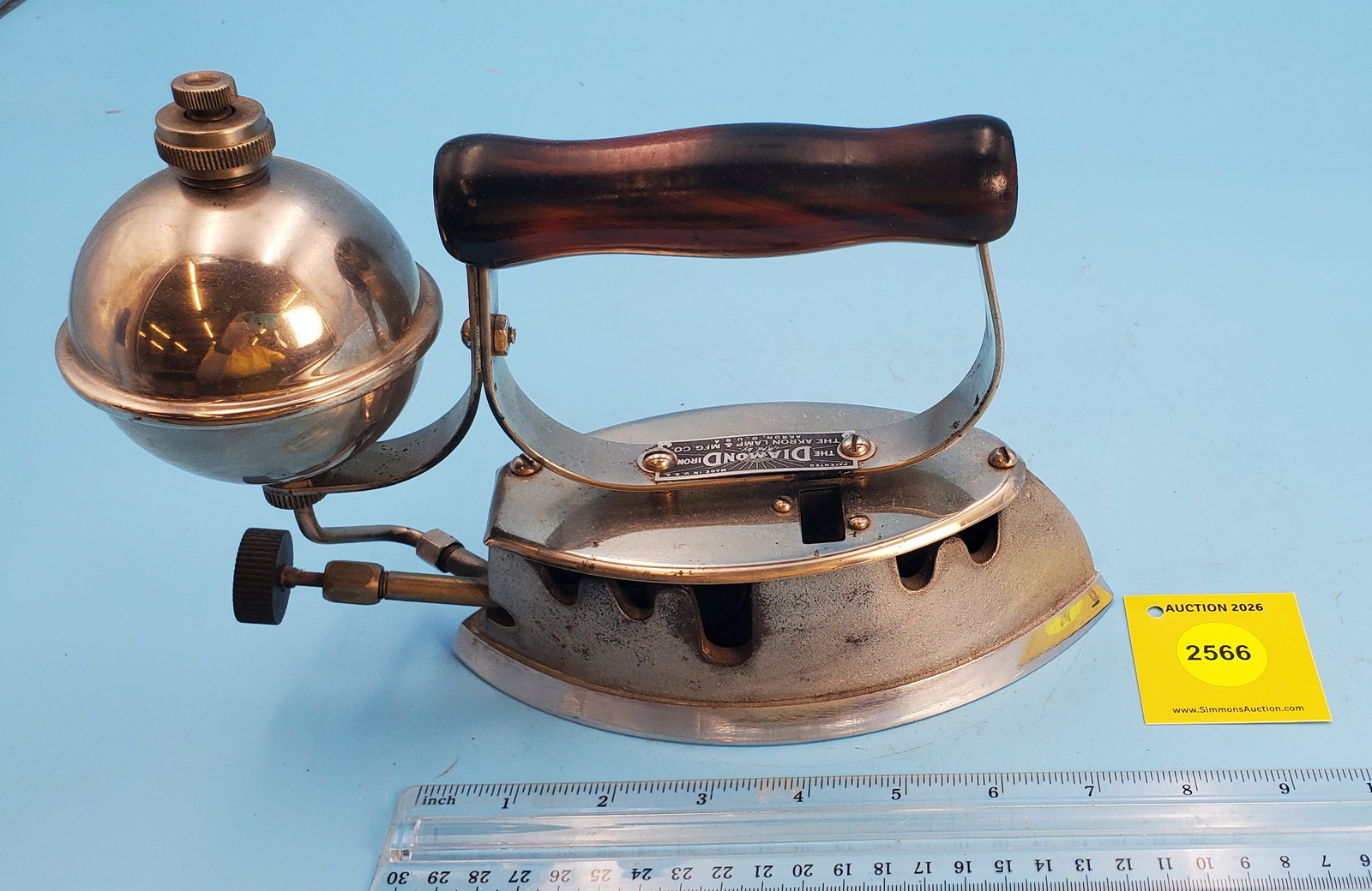 Gasoline, The Diamond Iron, Mfg by the Akron Lamp Co., Akron Ohio, Pat appd for, Made in USA, early - 2