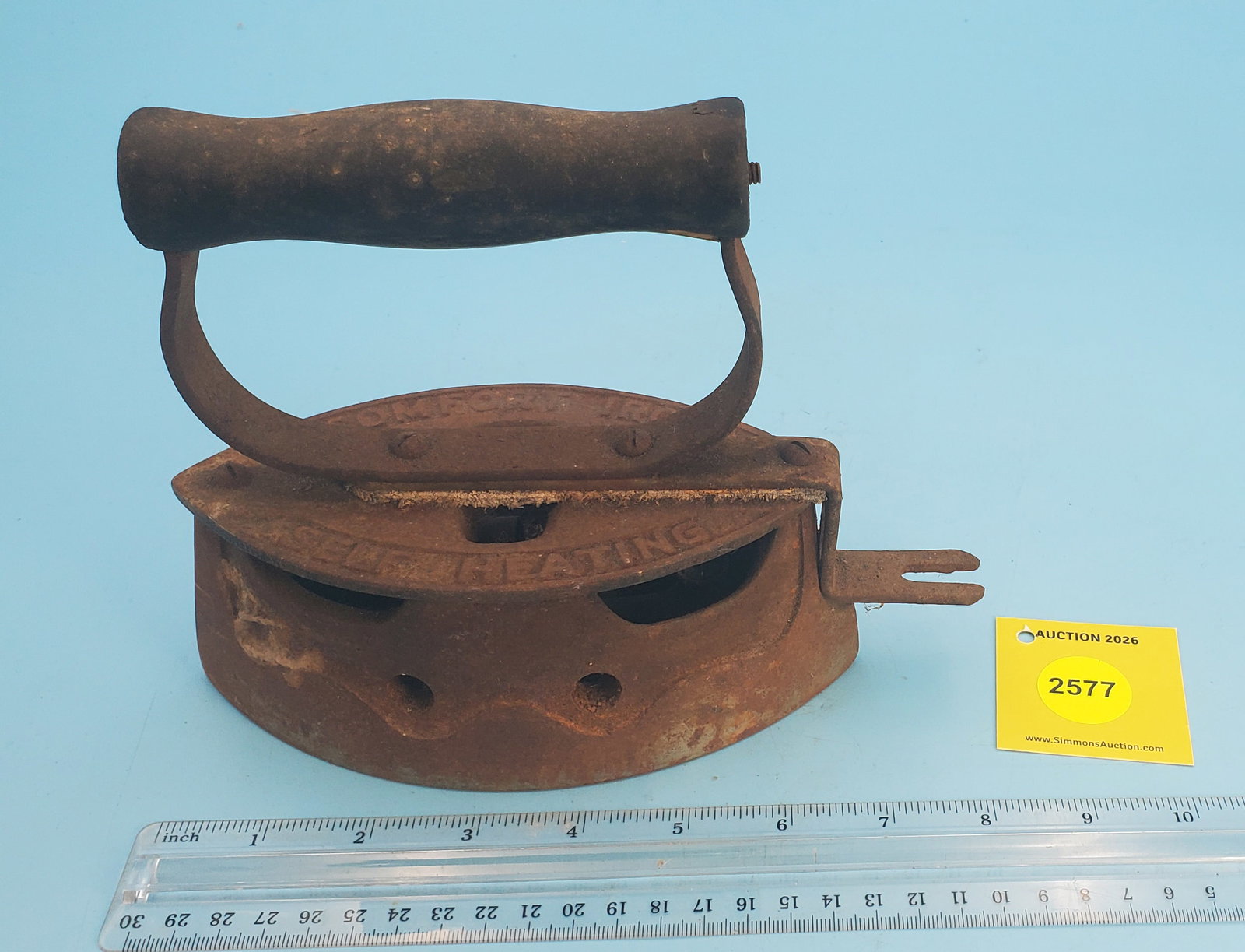 Gasoline, Comfort Iron, Self Heating, early 1900, L 7" (1 of 2)